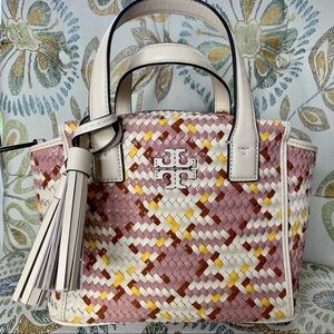 New! Tory Burch Thea Woven Mini Slouchy Satchel